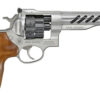 Ruger Super GP100 Full Size 9mm, 6" Barrel, Stainless Steel, Hogue Wood Grips, 3 Moon Clips, Fiber Optic Front Sight, Adj Rear Sight, 8rd