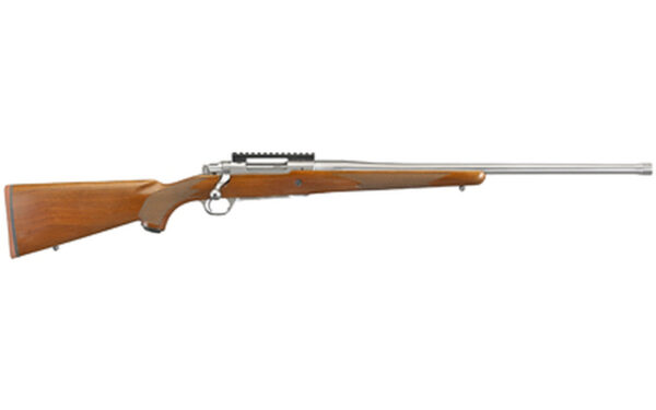 Ruger Hawkeye Hunter 7MM Remington Magnum, 24" Free Floated Cold Hammer Forged Barrel, 5/8X24 Threads, Satin Stainless Finish, Walnut Stock, LC6 Trigger, 3rd