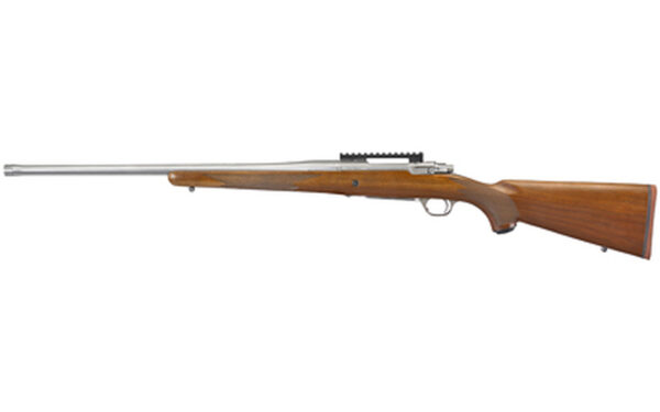 Ruger Hawkeye Hunter 204 Ruger, 24" Free Floated Cold Hammer Forged Barrel, 1/2X28 Threads, Satin Stainless Finish, Walnut Stock, LC6 Trigger, 5rd