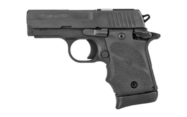 Sig P938, SAS, Single Action Only, Compact, 9mm, 3" Barrel, Alloy Frame, Black Hard Coat Anodized Finish, Rubber Grips, Night Sights, 7Rd, 1 Magazine