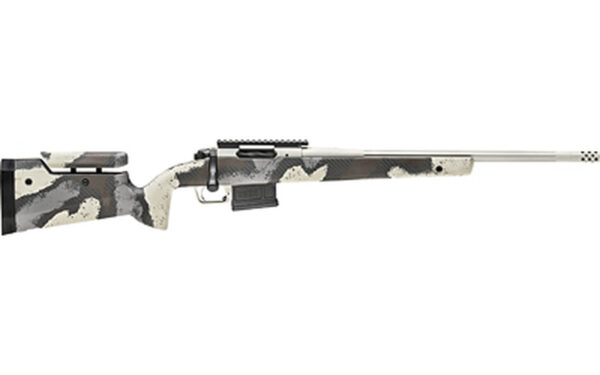 Springfield Model 2020 Waypoint 6MM Creedmoor, 20" Fluted Stainless Barrel, SA Radial Brake, Tan, Desert Verde Cerakote, Ridgeline Camo Adj Carbon Fiber Stock M-LOK, TriggerTech Adj Trigger, AICS 5rd Mag