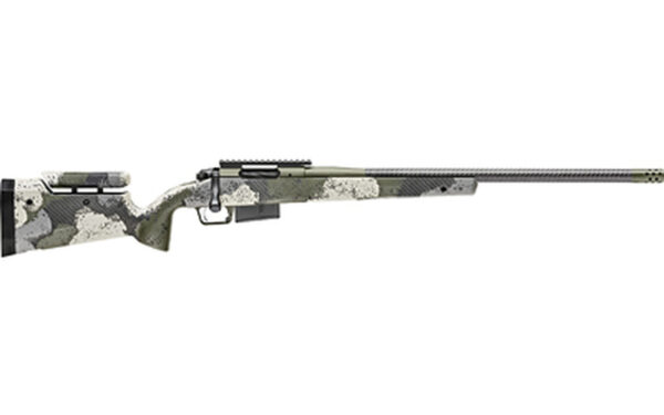 Springfield Model 2020 Waypoint 6.5 PRC, 24" Carbon Fiber Barrel, SA Radial Brake, Green, Mil-Spec Green Cerakote, Evergreen Camo Adj Carbon Fiber Stock M-LOK, TriggerTech Adj Trigger, AICS 3rd Mag