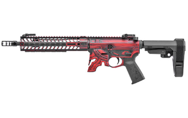 Spikes Spartan AR-15 Pistol 5.56/.223, 11.5" Barrel, M-Lok, SBA3 Brace, Red/Black