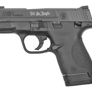 Smith & Wesson M&P Shield Compact 9mm, 3.1" Barrel, Black, "We The People" Laser Engraved Slide, Thumb Safety, 3 Dot, 7-8rd Mags