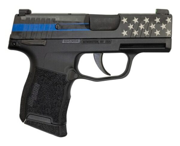 Sig P365 9mm, 3" Barrel, XRay3 Night Sights, Manual Safety, Blue Line Police, 10rd