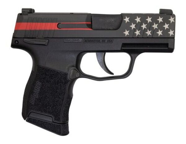 Sig P365 9mm, 3" Barrel, XRay3 Night Sights, Manual Safety, Red Line Firefighter, 10rd