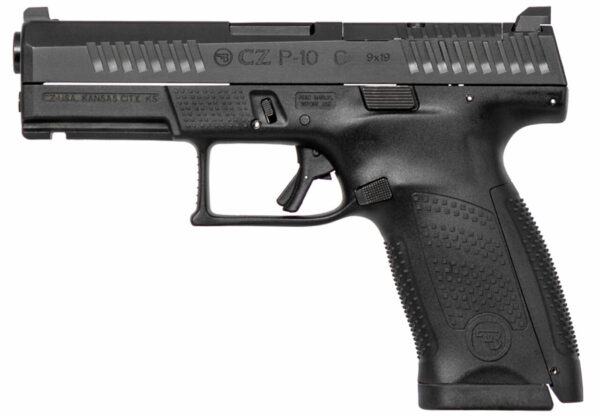CZ P-10 USA Compact Optics Ready 9mm Double 4" Barrel, Black Interchangeable Backstrap Grip Black Polymer Frame Black Nitride Slide, 10rd