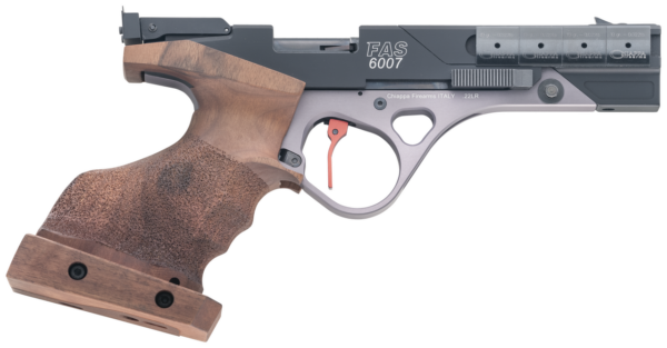 Chiappa FAS 6007 22 LR 5.63" Barrel, Black Anodized Aluminum Right Handed Adjustable Match Walnut Grip, 5rd Mag