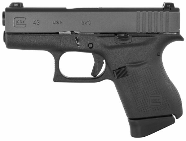 Glock G43 Subcompact 9mm, 3.41" Barrel, Glock Night Sights, Black, 6rd