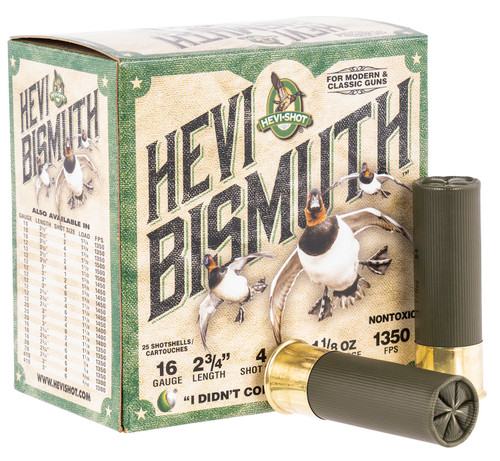 HEVI-Shot Waterfowl 16 Ga, 2.75", 1 1/8 oz, Bismuth 4 Shot, 25rd Box - Ammo | The Gun Shop
