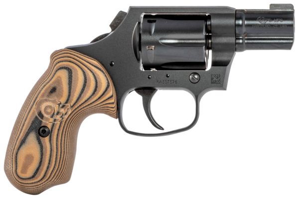 Colt Night Cobra, Revolver, 38 Special, 2" Barrel, Steel Frame, Black, VZ Hyena Brown Grips, 6Rd, Brass Bead Front Sight