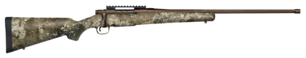 Mossberg Patriot, Predator, Bolt Action, 6.5 PRC, 24" Fluted Threaded Barrel, Brown Finish, Syntheic Strata Camo Stock, Adj. Trigger, Picatinny, Oversized Handle, Box Magazine, 5rd
