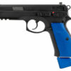 CZ 75 SP-01 9mm, 4.60" Bbl,, Rnd, Black Slide, Blue Henning Grips, 22 rd