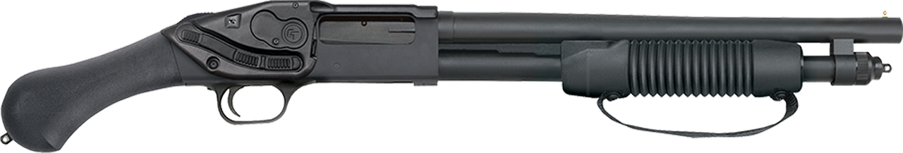 Mossberg 590 Shockwave, 20 Ga, 3" Chamber, 14" Cylinder Barrel, Black, Synthetic, 6Rd, Bead Sight, Crimson Trace Laser Saddle, Non-NFA Firearms Due to 26.5" Overall Length