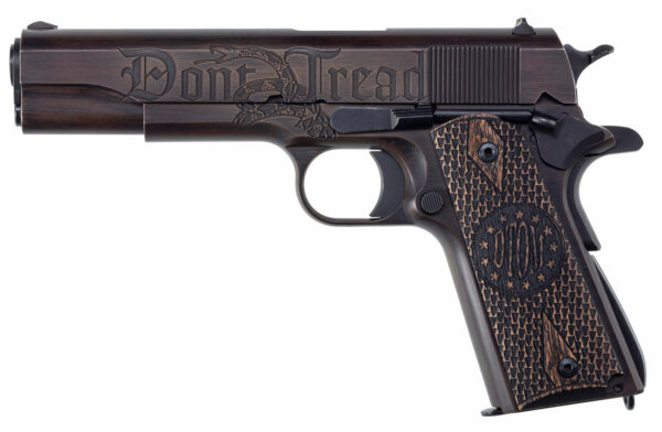 Auto Ordnance Liberty Edition Full Size 1911, 45 ACP, 5" Barrel, Steel Frame, Black/Brown Custom Cerakote Engraved Goncalo Wood Grips, 7Rd Mag