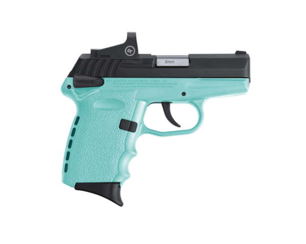 SCCY Industries CPX-1 RD 9mm 3.10" 10+1 Black Nitride Stainless Steel Slide Robin Egg Blue Polymer Grip CTS-1500 Red Dot