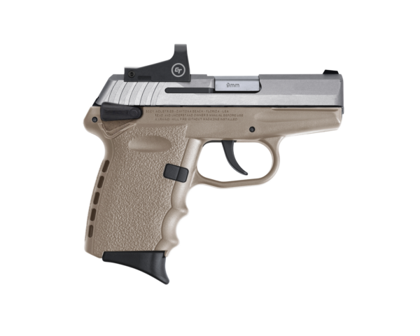 SCCY Industries CPX-1 RD DAO 9mm 3.10", Stainless Slide Flat Dark Earth Polymer Frame/Grip Crimson Trace CTS-1500, 10 rd