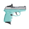 SCCY Industries CPX-2 RD 9mm, 3.10" Barrel, Stainless Slide Robin Egg Blue Grip, NMS CTS-1500 Red Dot, 10rd