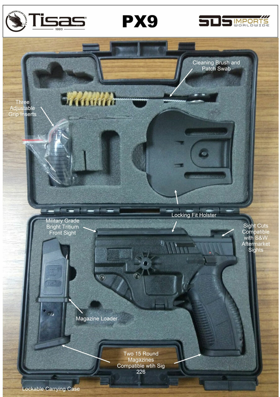 SDS Imports Zigana PX9 9mm 4.50" 18+1 Black Melonite Steel Slide Black Interchangeable Backstrap Grip