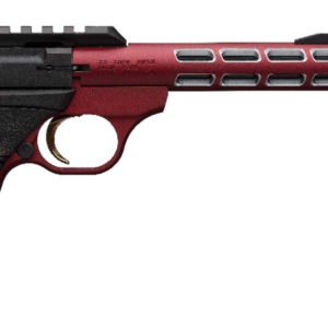 Browning, Buck Mark Vision, Semi-automatic, 22 LR, 5.875" Barrel, Threaded 1/2-28, Includes Muzzle Brake, Red Color, Anodized Finish, URX Rubber Grip, Thumb Safety, Right Hand, Adjustable Rear & Fiber Optic Front Sights, 10Rd, 2 Magazines