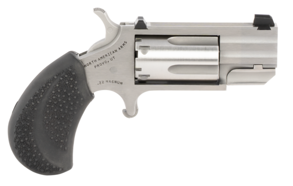 NAA Pug 22 LR,22 Mag 5rd 1" Stainless Steel Black Rubber Grip White-Dot Sights