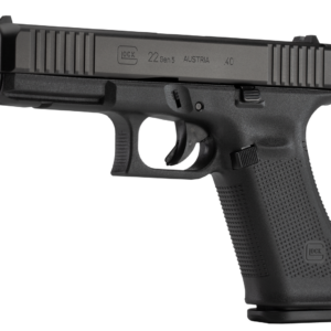 Glock 22 Gen5, Striker Fired, Full Size, 40S&W, 4.49" Marksman Barrel, Polymer Frame, Matte Finish, Fixed Sights, 15Rd, 3 Magazines, Ambidextrous Slide Stop Lever, Flared Mag Well, nDLC Finished Slide and Barrel, No Finger Grooves