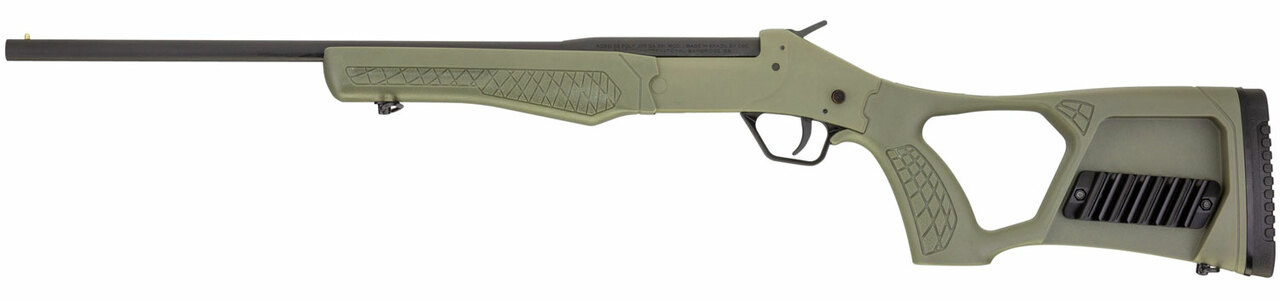 Rossi Tuffy Youth 410 Ga, 18.5" Barrel, Matte Black, Olive Drab Green, Fixed Thumbhole Stock, 1rd