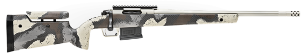 Springfield Model 2020 Waypoint 308 Win, 20" Fluted Stainless Barrel, SA Radial Brake, Tan, Desert Verde Cerakote, Ridgeline Camo Adj Carbon Fiber Stock M-LOK, TriggerTech Adj Trigger, AICS 5rd Mag