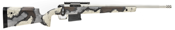 Springfield Model 2020 Waypoint 6MM Creedmoor, 20" Fluted Stainless Barrel, SA Radial Brake, Tan, Desert Verde Cerakote, Ridgeline Camo Carbon Fiber Stock M-LOK, TriggerTech Adj Trigger, AICS 5rd Mag