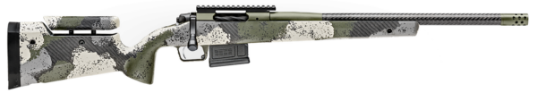 Springfield Model 2020 Waypoint 6MM Creedmoor, 20" Carbon Fiber Barrel, SA Radial Brake, Green, Mil-Spec Green Cerakote, Evergreen Camo Adj Carbon Fiber Stock M-LOK, TriggerTech Adj Trigger, AICS 5rd Mag