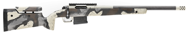 Springfield Model 2020 Waypoint 6MM Creedmoor, 20" Carbon Fiber Barrel, SA Radial Brake, Tan, Desert Verde Cerakote, Ridgeline Camo Adj Carbon Fiber Stock M-LOK, TriggerTech Adj Trigger, AICS 5rd Mag