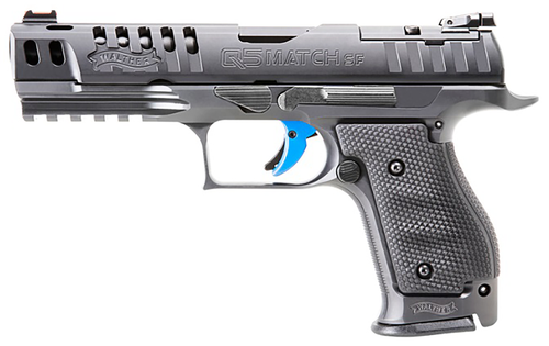Walther Q5 Match Pro 9mm, 5" Barrel, Black, Blue Trigger, 10rd - Firearm | The Gun Shop