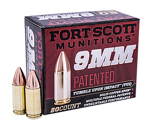 Fort Scott TUI 9mm, 115gr, Nickel-Plated, Solid Copper Spun, 20rd Box - Ammo | The Gun Shop