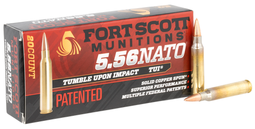 Fort Scott Munitions Tumble Upon Impact 5.56x45mm, 55gr, Solid Copper Spun, 20rd Box - Ammo | The Gun Shop