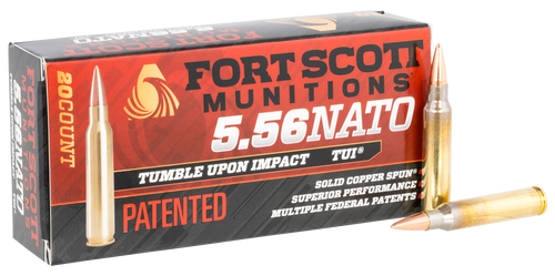 Fort Scott Tumble Upon Impact 5.56x45mm, 62gr, Solid Copper Spun, 20rd Box - Ammo | The Gun Shop