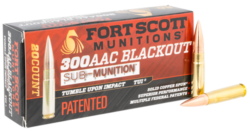 Fort Scott 300 Blackout, 190gr, Subsonic, Solid Copper Spun, 20rd Box - Ammo | The Gun Shop