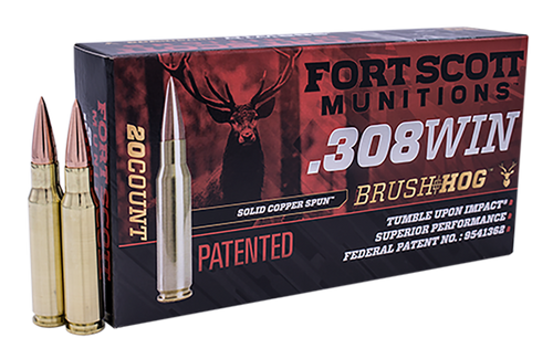 Fort Scott Brush Hog 308 Win, 168 gr, Solid Copper Spun, 20rd Box - Ammo | The Gun Shop