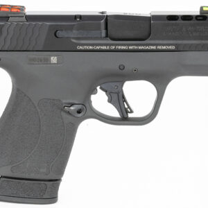 Smith & Wesson, Shield Plus, Performance Center, Includes EDC Kit - Oasis Liner Lock Folding Knife & Delta Force CS LED Flashlight, Striker Fired, Micro Compact, 9mm, 3.1" Ported Barrel, Polymer Frame, Thumb Safety, Fiber Optic Sights, Flat Face Trig