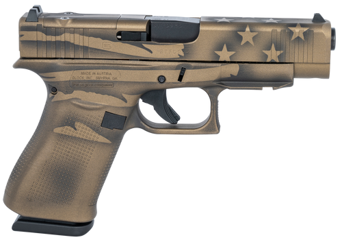 Glock G48 MOS Compact 9mm, 4.17" Barrel, Battle Worn Flag Cerakote, 10rd - Firearm | The Gun Shop