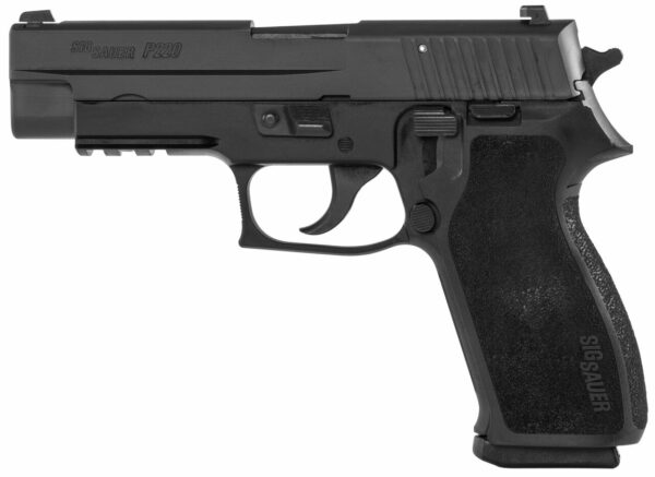 Sig P220 45ACP 4.4 Alloy Frame Stainless Steel Slide Black Nitron finish Contrast Sights Tac Rail