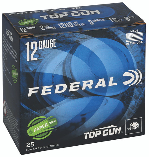 Federal Top Gun 12 Ga, 2.75", 1 1/8 oz, Paper Wad, 8 Shot, 25rd Box - Ammo | The Gun Shop