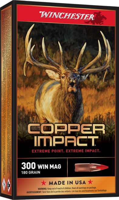 Winchester Copper Impact 300 Winchester Magnum, 180gr, Copper Extreme Point, Lead-Free, 20rd Box - Ammo | The Gun Shop