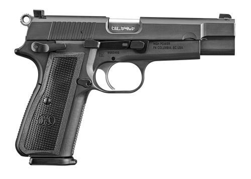 FN High Power 9mm, 4.7" Barrel, Black, Driftable Dovetail Sights, Manual Safety, 10rd - Firearm | The Gun Shop