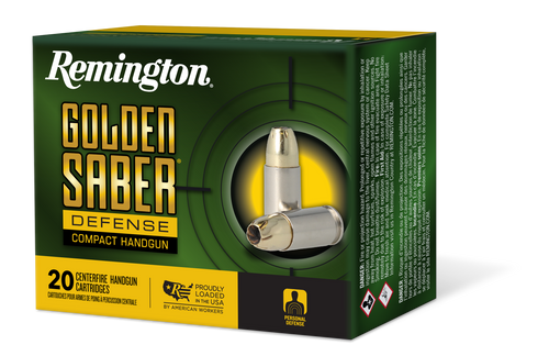 Remington Golden Saber 380 ACP, 102gr, Brass Jacket Hollow Point, 20rd Box - Ammo | The Gun Shop