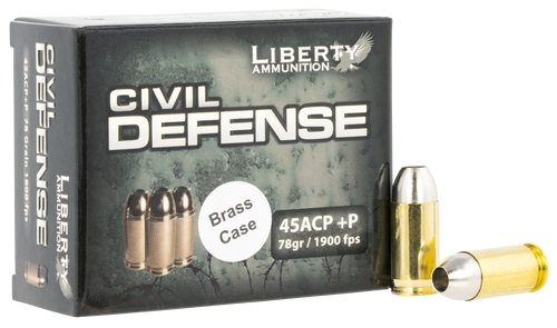 Liberty Ammunition Civil Defense 45 ACP +P, 78gr, LFFHP, Brass Case, 20Bx/50Cs - Ammo | The Gun Shop