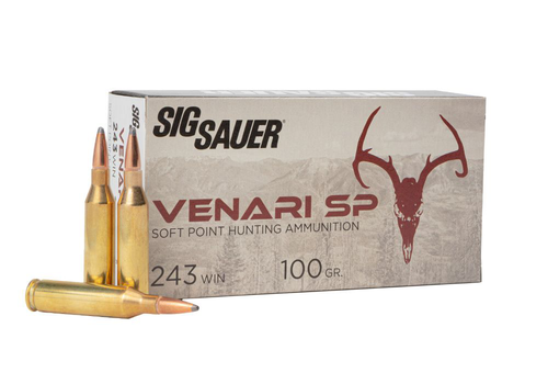 Sig Sauer Venari 243 Win, 100gr, Soft Point, 20rd Box - Ammo | The Gun Shop