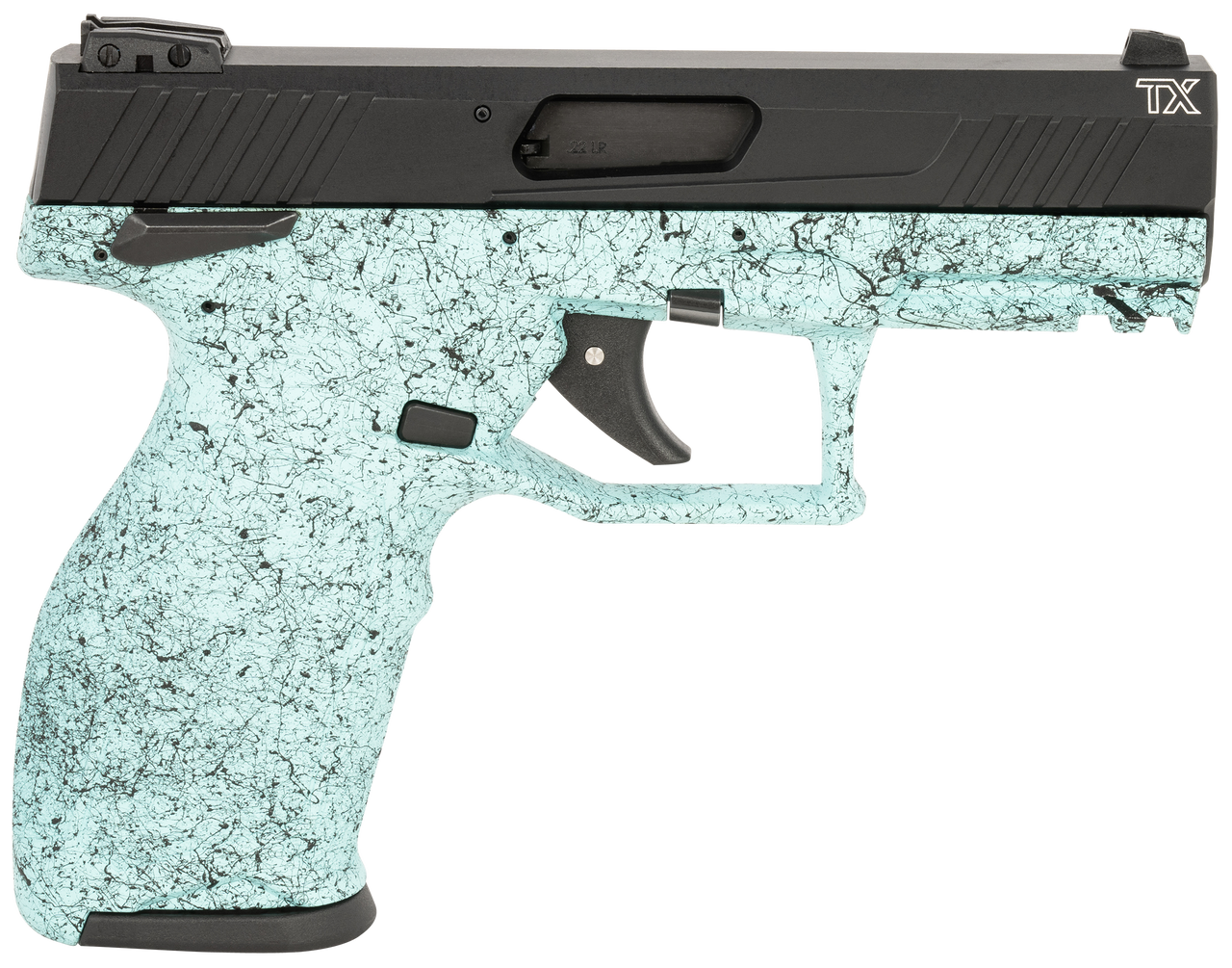 Taurus TX22 22 LR, 4.1" Threaded Barrel, Cyan Splatter, 16rd - Taurus | The Gun Shop