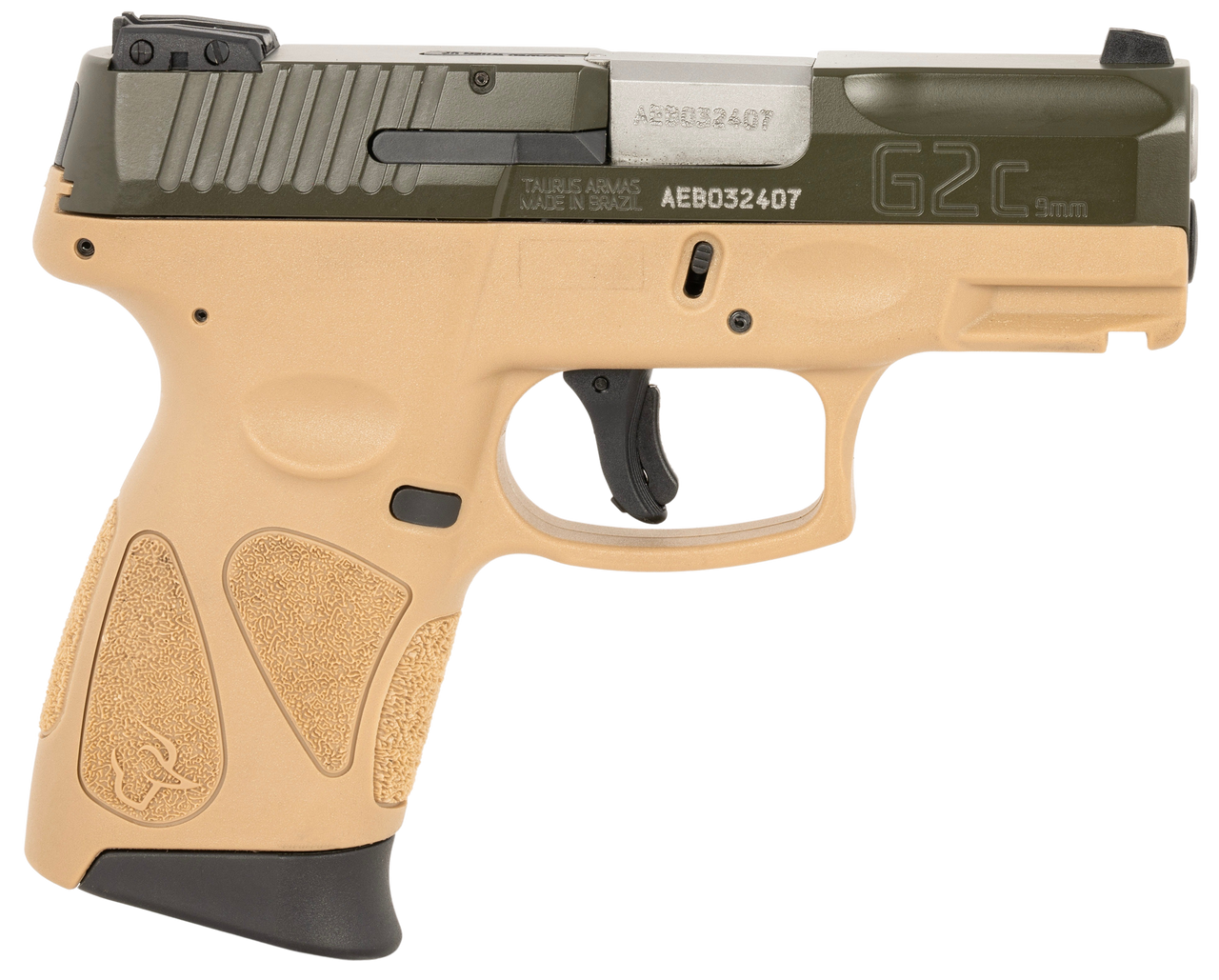Taurus G2C Compact 9mm, 3.26" Barrel, Moss Green/Tan Matte Finish, 12rd - Concealed Carry Guns | The Gun Shop