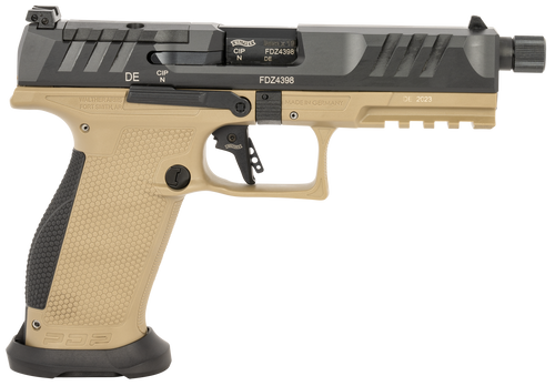 Walther PDP Pro 9mm, 5.1" Barrel, FDE Frame, Black Slide, Flared Magwell, 18rd - Firearm | The Gun Shop
