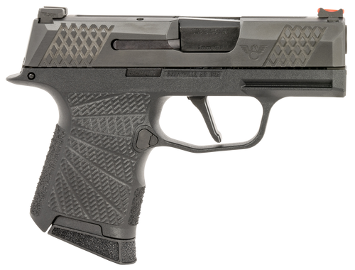 Wilson P365 Action Tuned 9mm 10rd,(2) 3.10", Black, X-Tac Pattern Serrated Slide, Polymer Frame, Sunburst Grips, Fiber Optic Sights, Grayguns Flat Face Trigger - Firearm | The Gun Shop